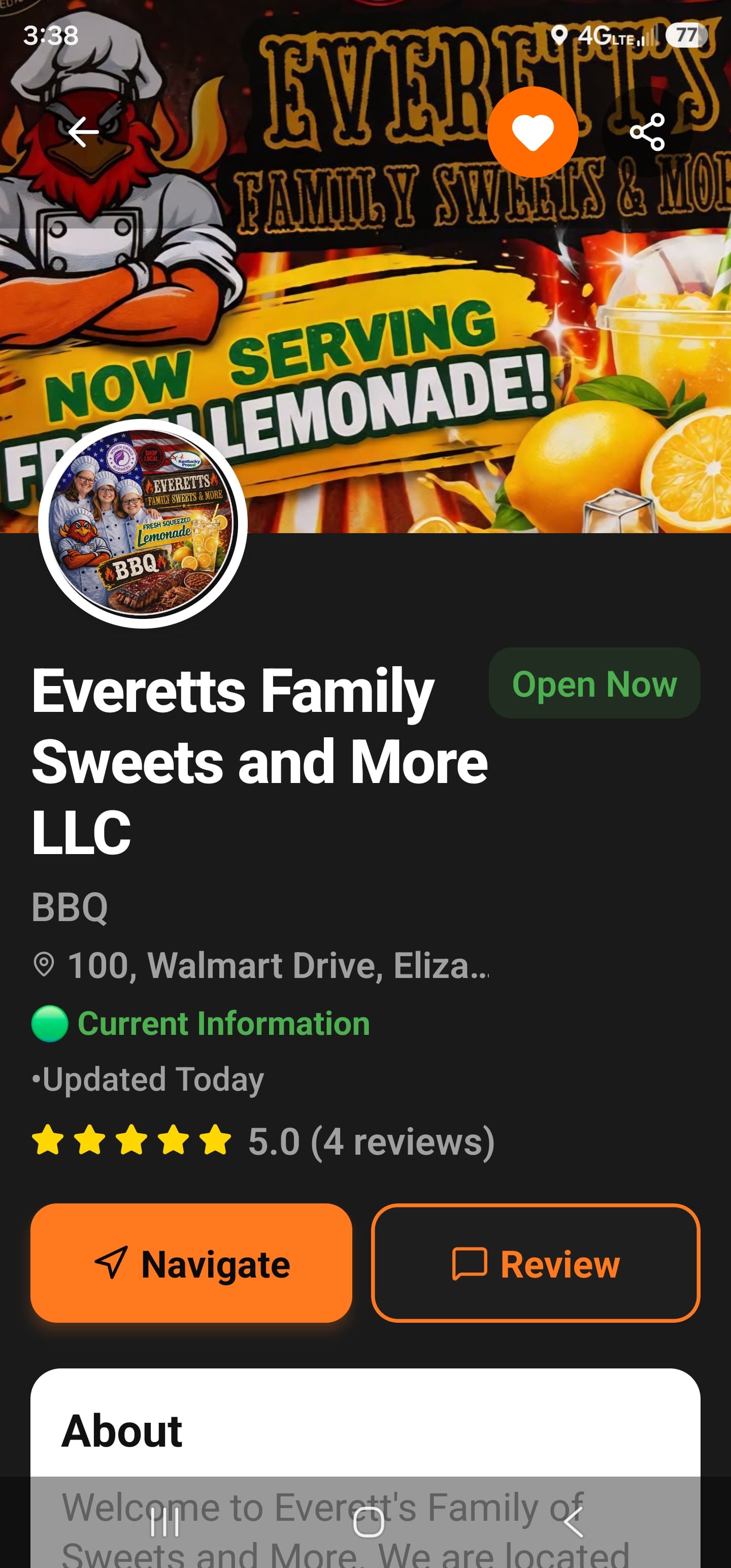 Everetts Family Sweets and More menu items with prices on TruckTap