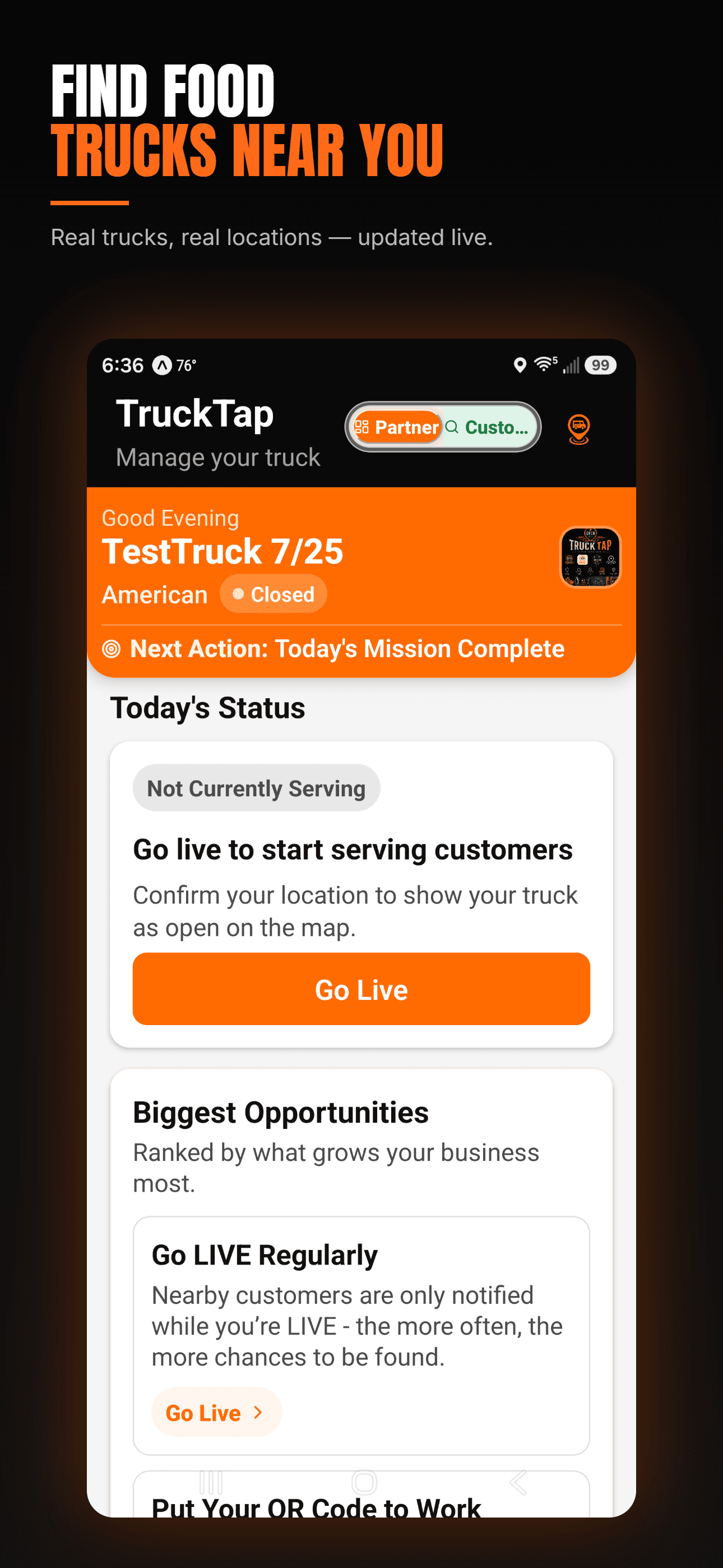 Find Food Trucks Near You — real trucks, real locations, updated live